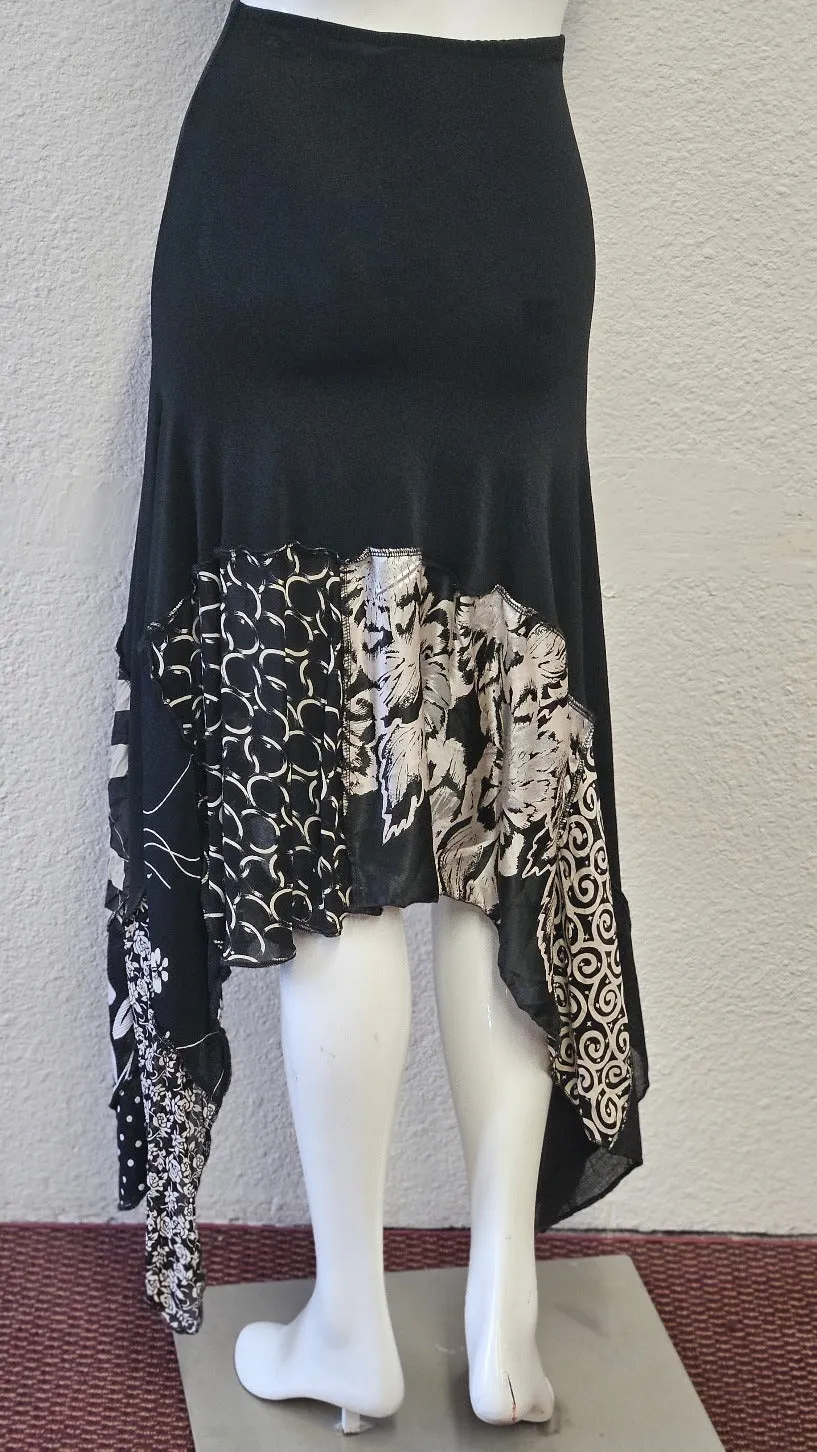 Handmade Black Jersey Asymmetrical Skirt