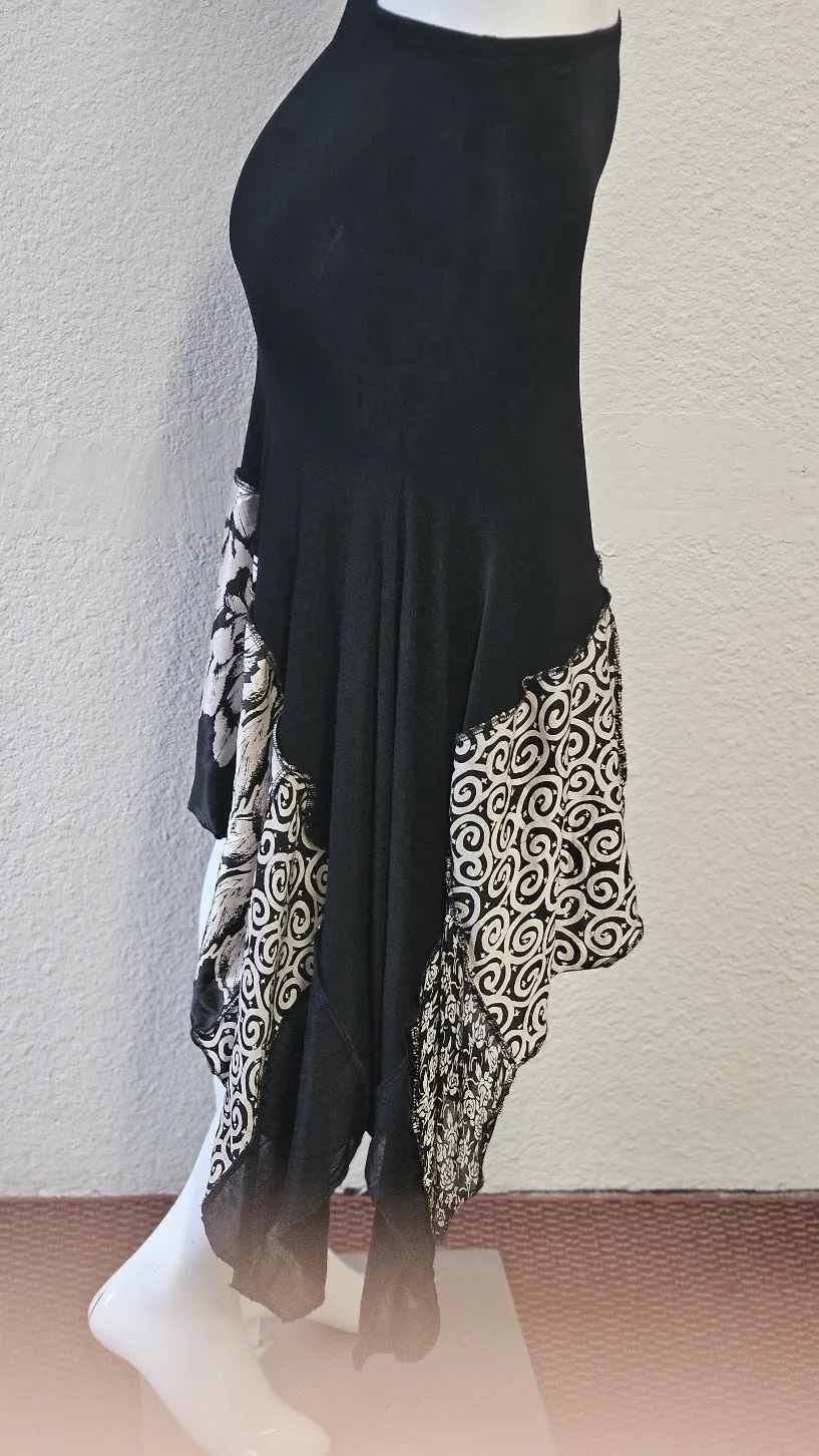 Handmade Black Jersey Asymmetrical Skirt