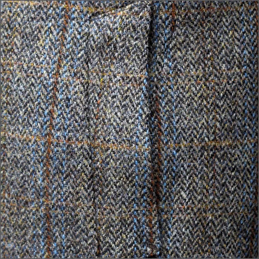 Harris Tweed Brown Blue Herringbone Overcoat