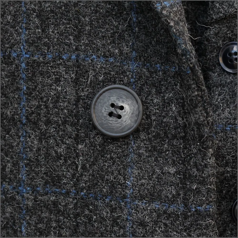 Harris Tweed Charcoal with Blue Check Overcoat