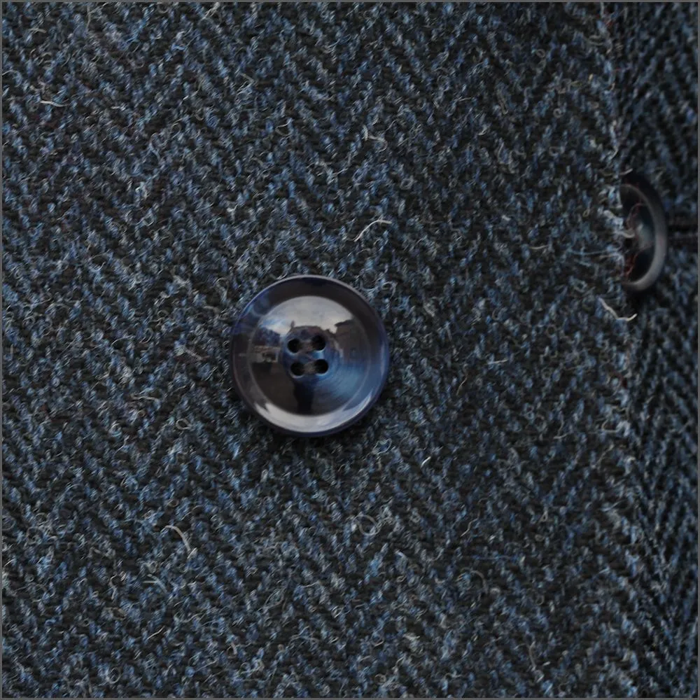 Harris Tweed Dark Blue Herringbone Overcoat