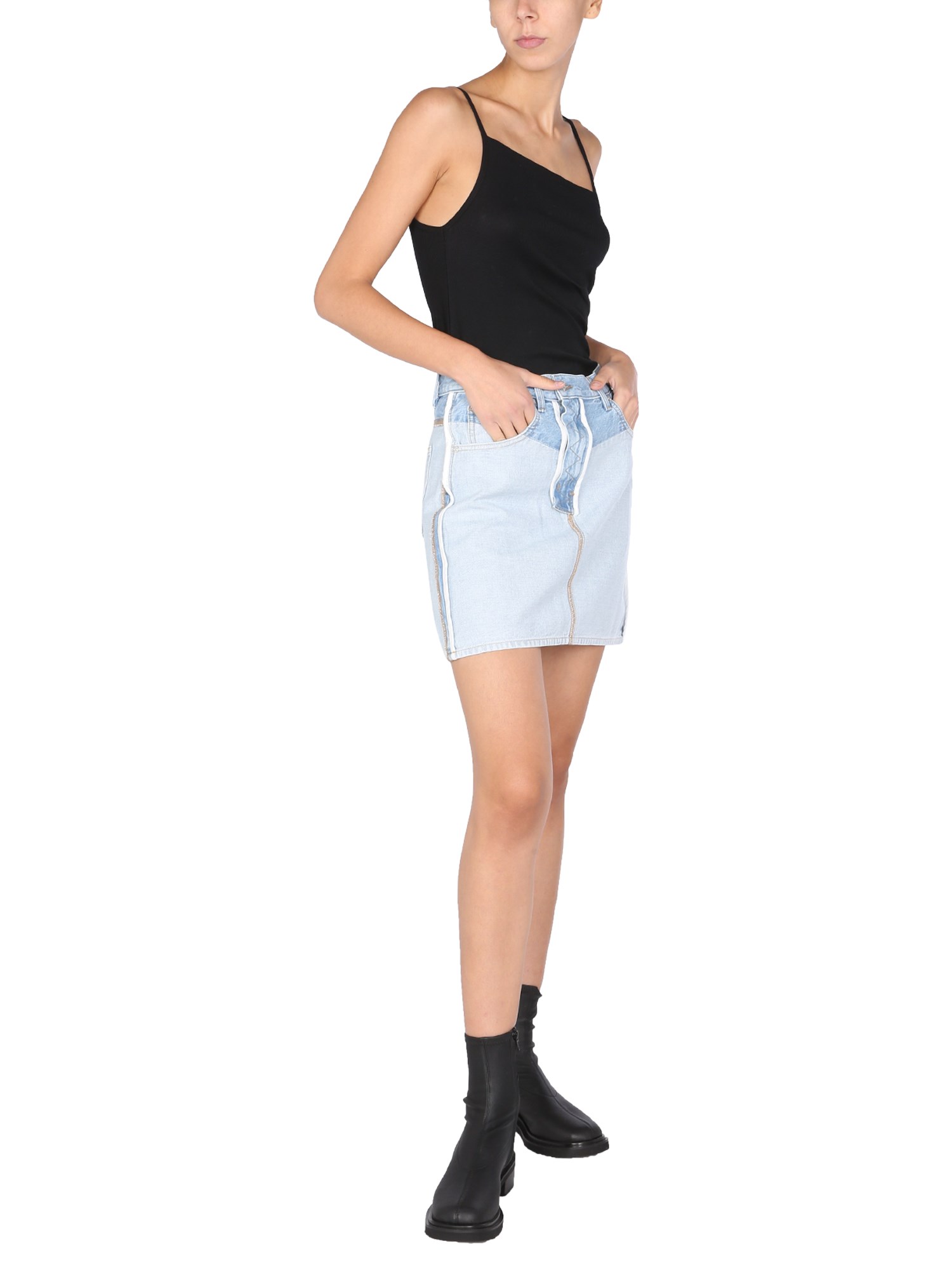 HELMUT LANG    COTTON DENIM MINI SKIRT