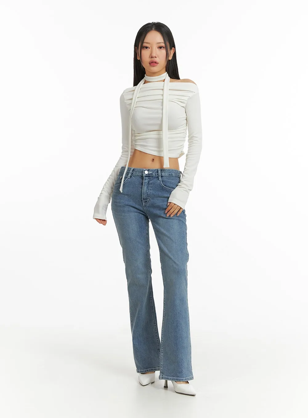 High Waist Cropped Straight Leg Jeans CJ425