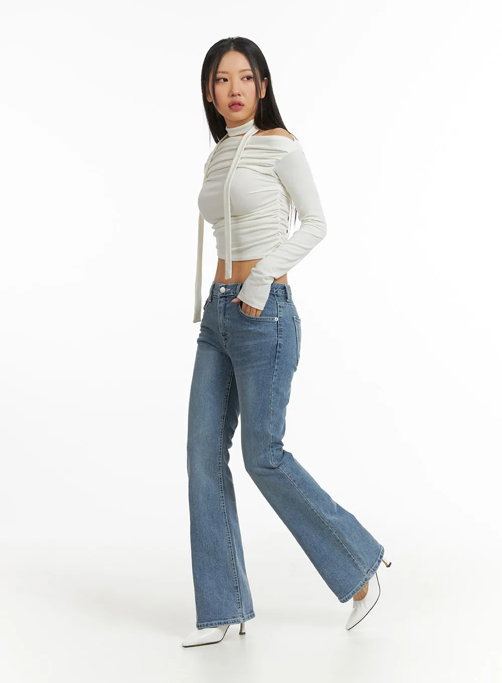 High Waist Cropped Straight Leg Jeans CJ425