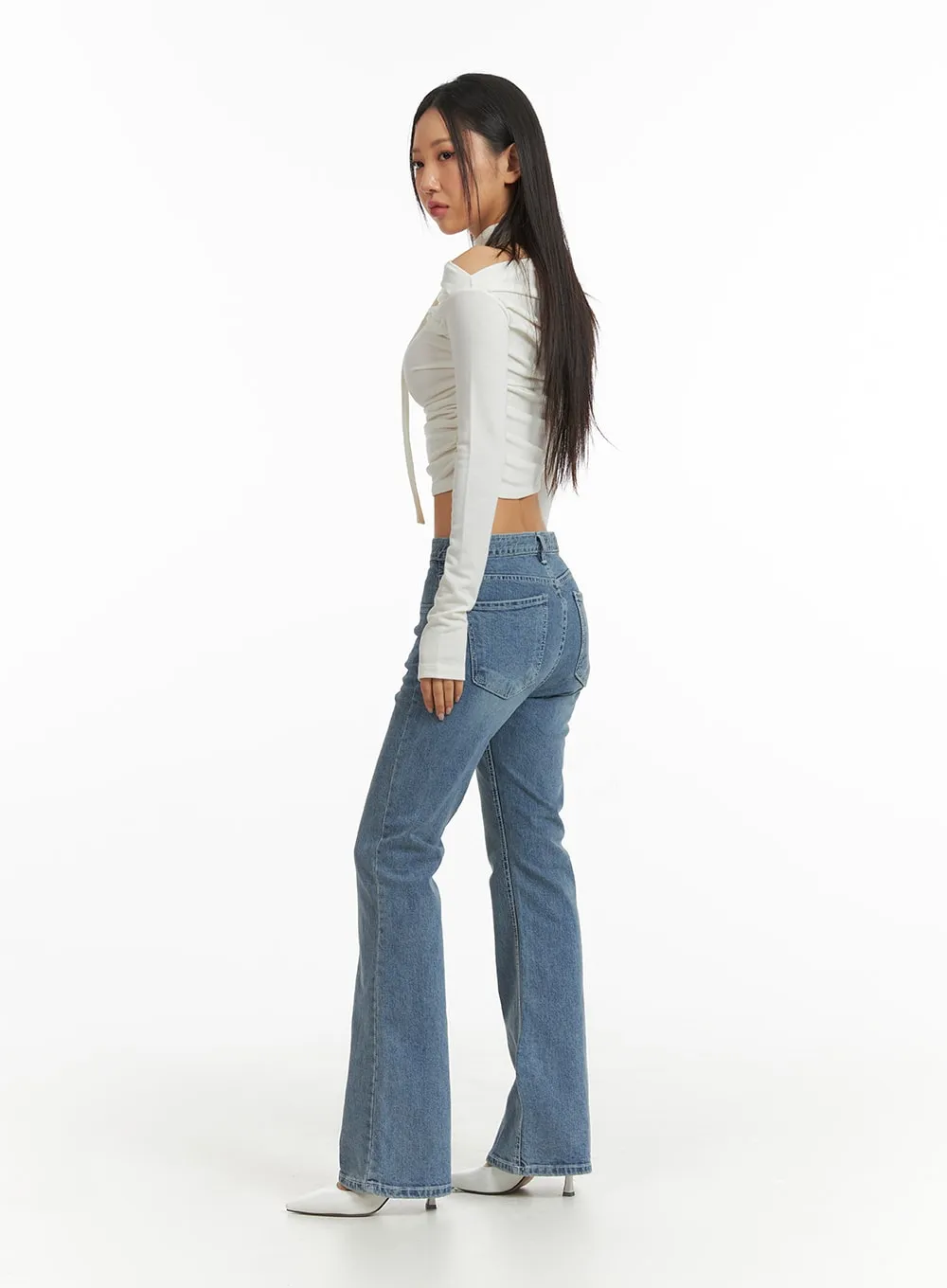 High Waist Cropped Straight Leg Jeans CJ425