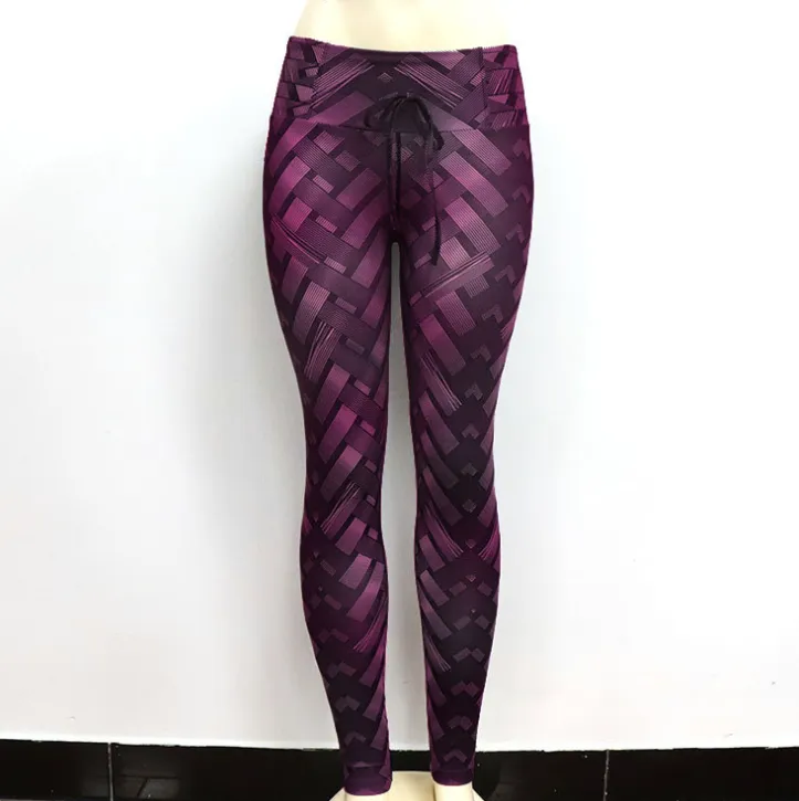 High Waist Iron Weave Print Push Up Yoga Leggings