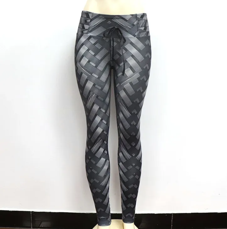 High Waist Iron Weave Print Push Up Yoga Leggings