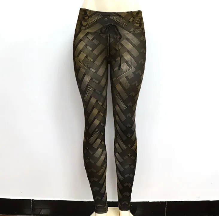 High Waist Iron Weave Print Push Up Yoga Leggings