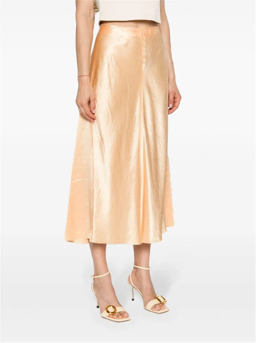 HIGH-WAIST SATIN MIDI SKIRT