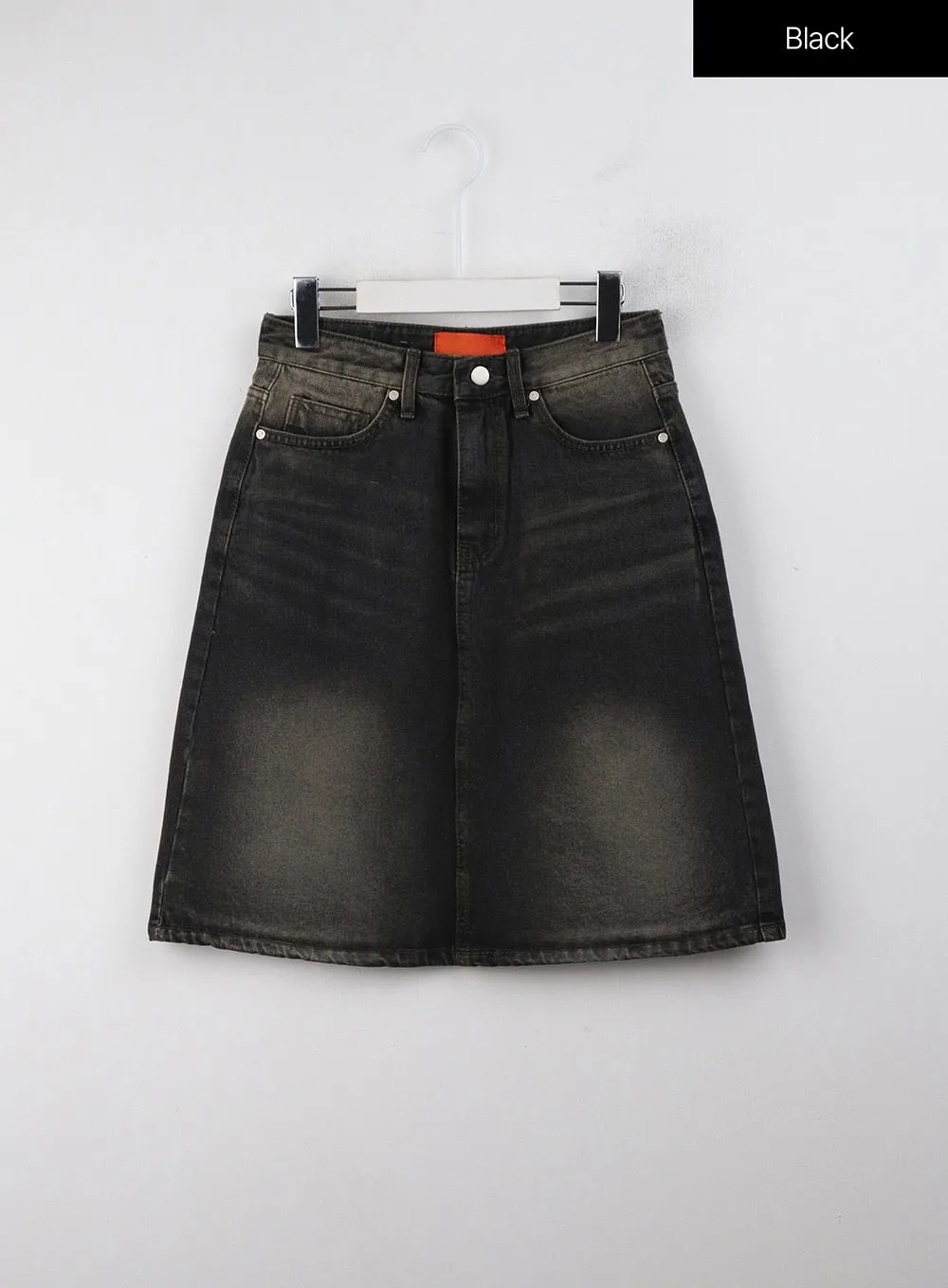 High Waist Solid Denim Mid Skirt CJ409