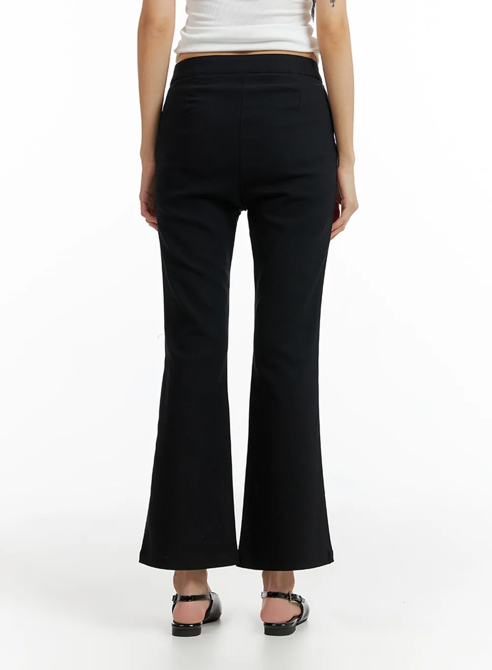 High Waist Solid Flared Trousers IF402