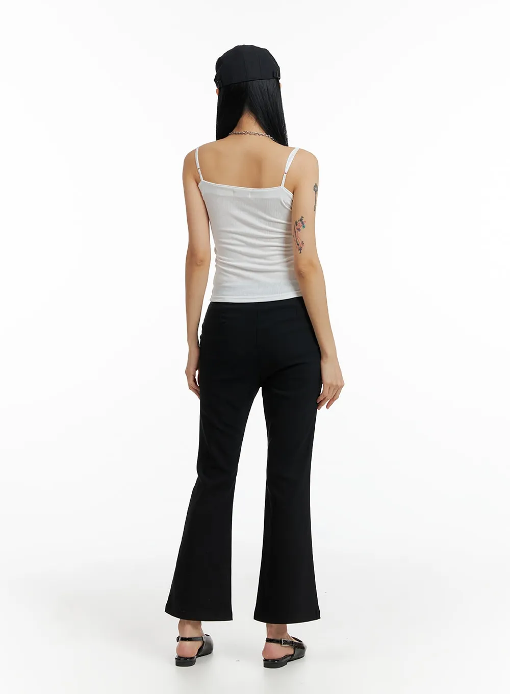 High Waist Solid Flared Trousers IF402