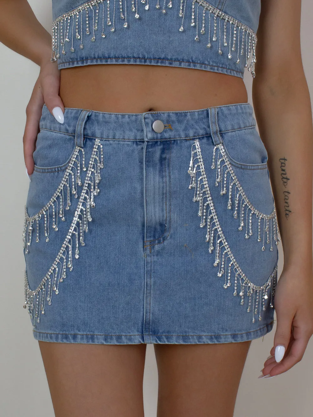 HOLD 'EM DENIM MINI SKIRT