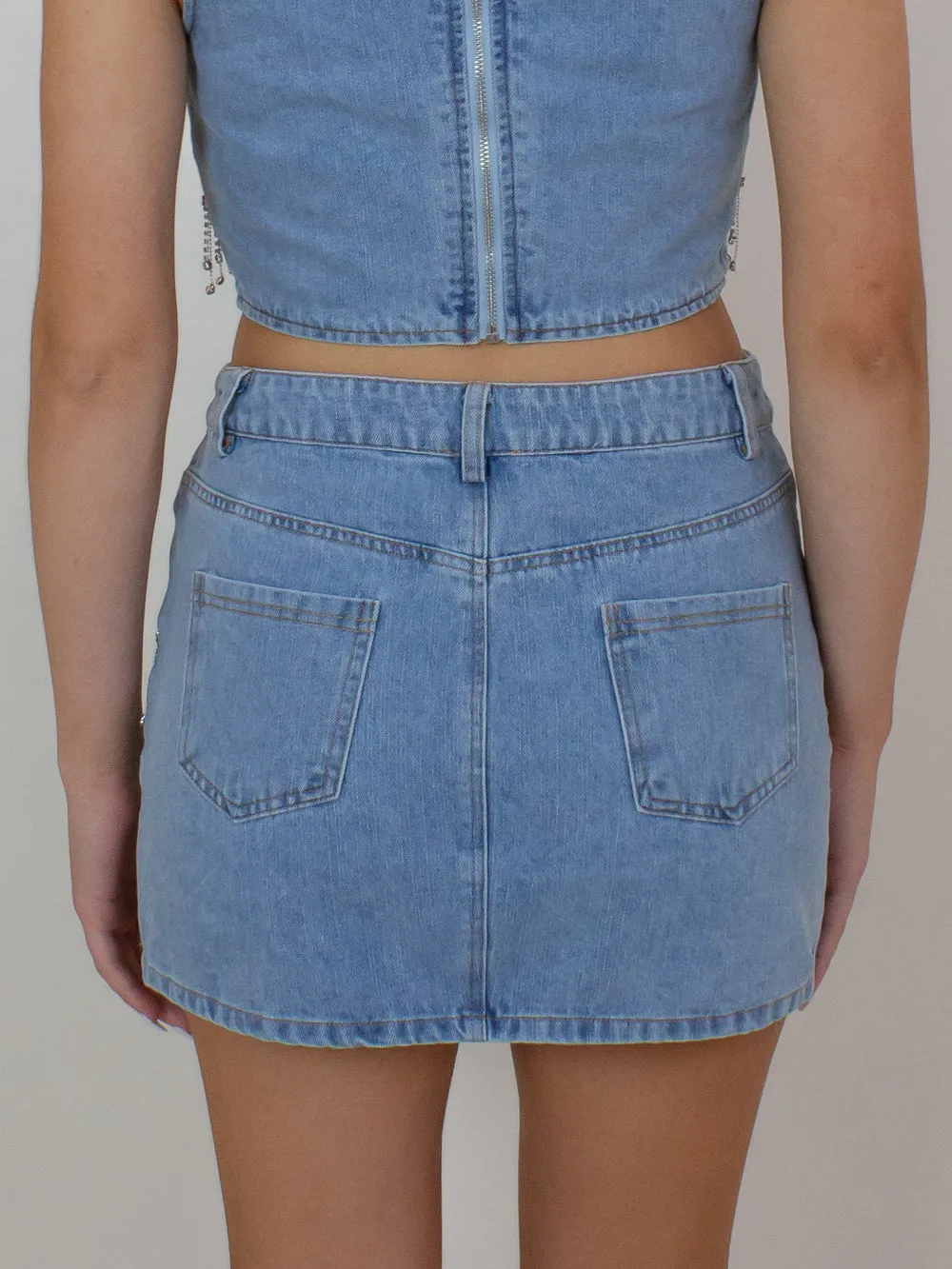 HOLD 'EM DENIM MINI SKIRT