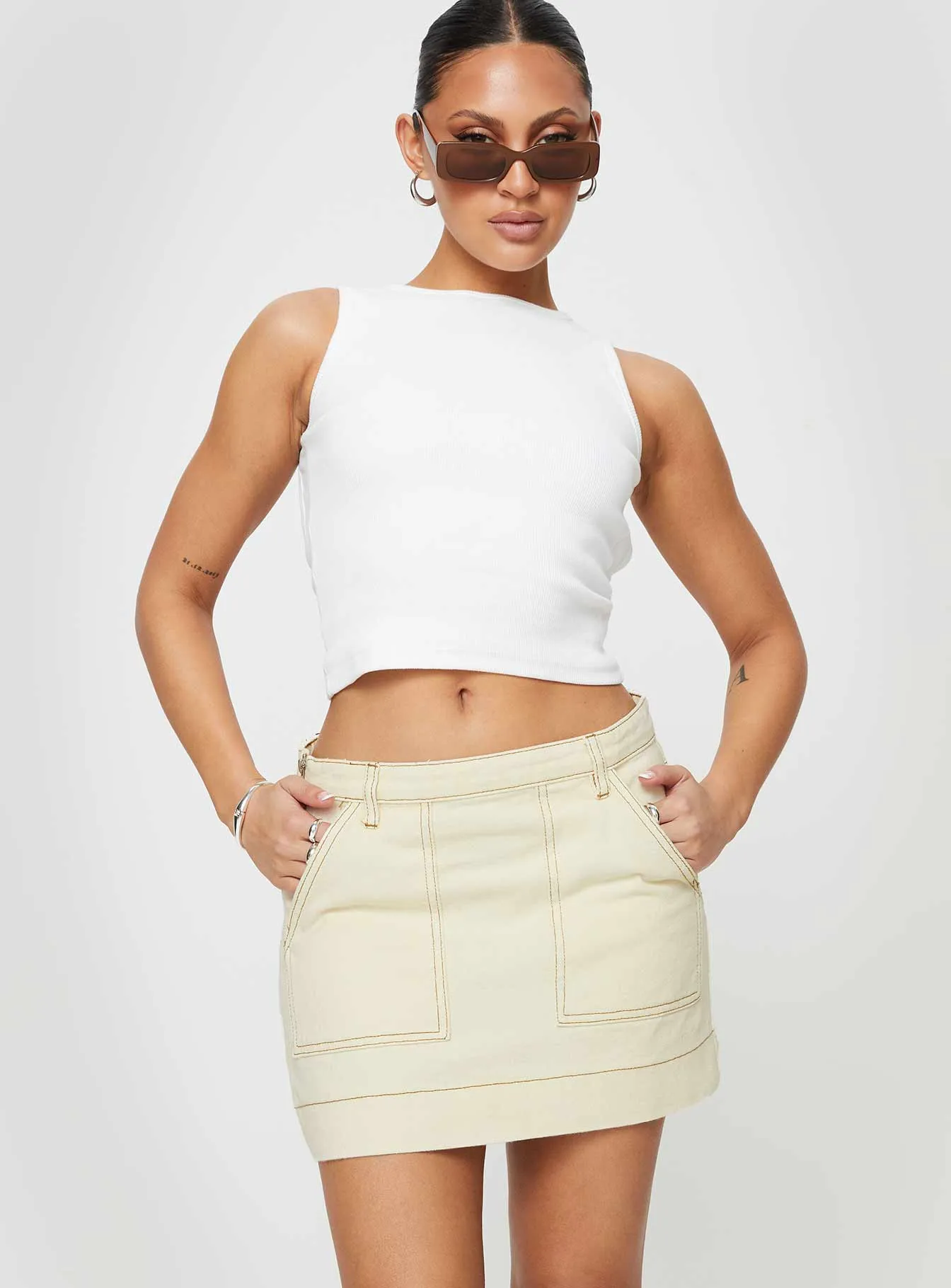 Hughes Mini Skirt Cream Denim