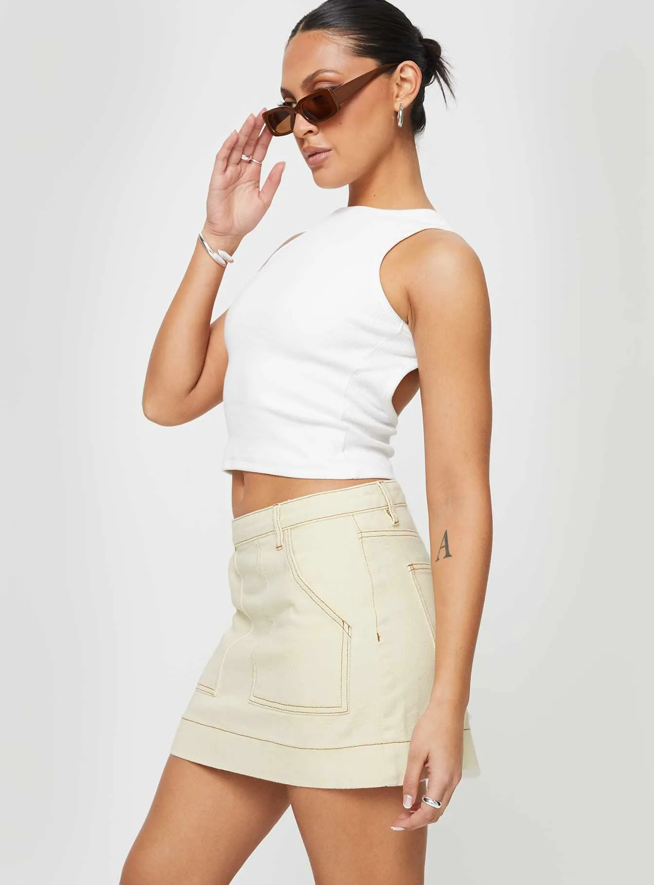 Hughes Mini Skirt Cream Denim