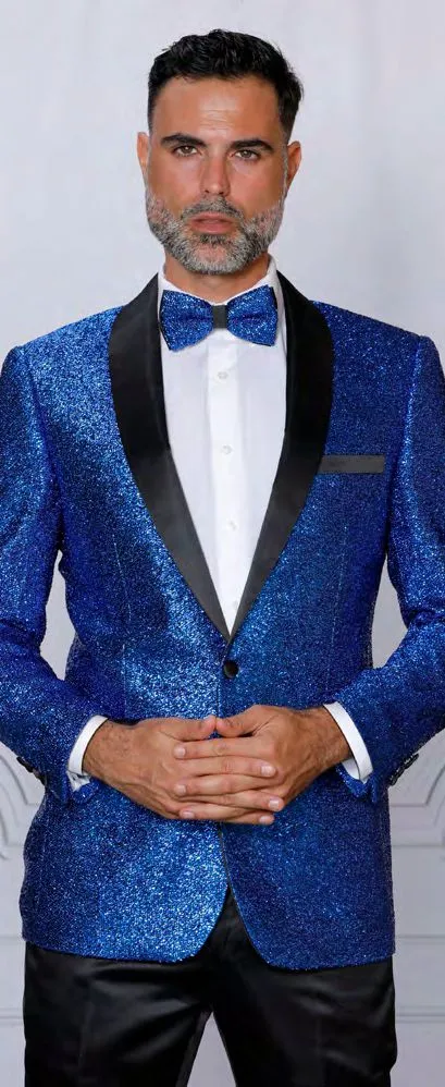 INSOMNIA MZS-226 Slim fit Royal Fancy Glitter Sport Coat