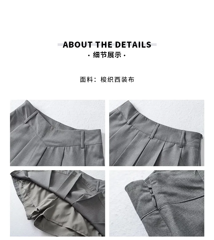 Irene Solid Color High V-Waist Pleated Mini Skirt