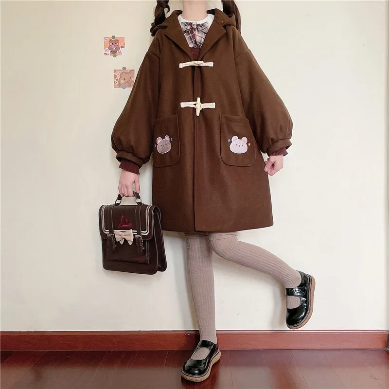 Japanese cute medium and long wool coat BY900021