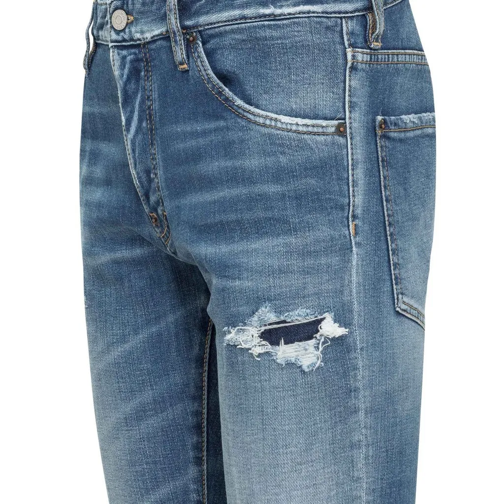 Jeans DSQUARED2 slim strappo denim blu