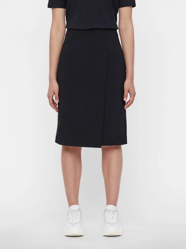 J.Lindeberg Womens Silva Sport Drape Skirt - BLACK ARROW