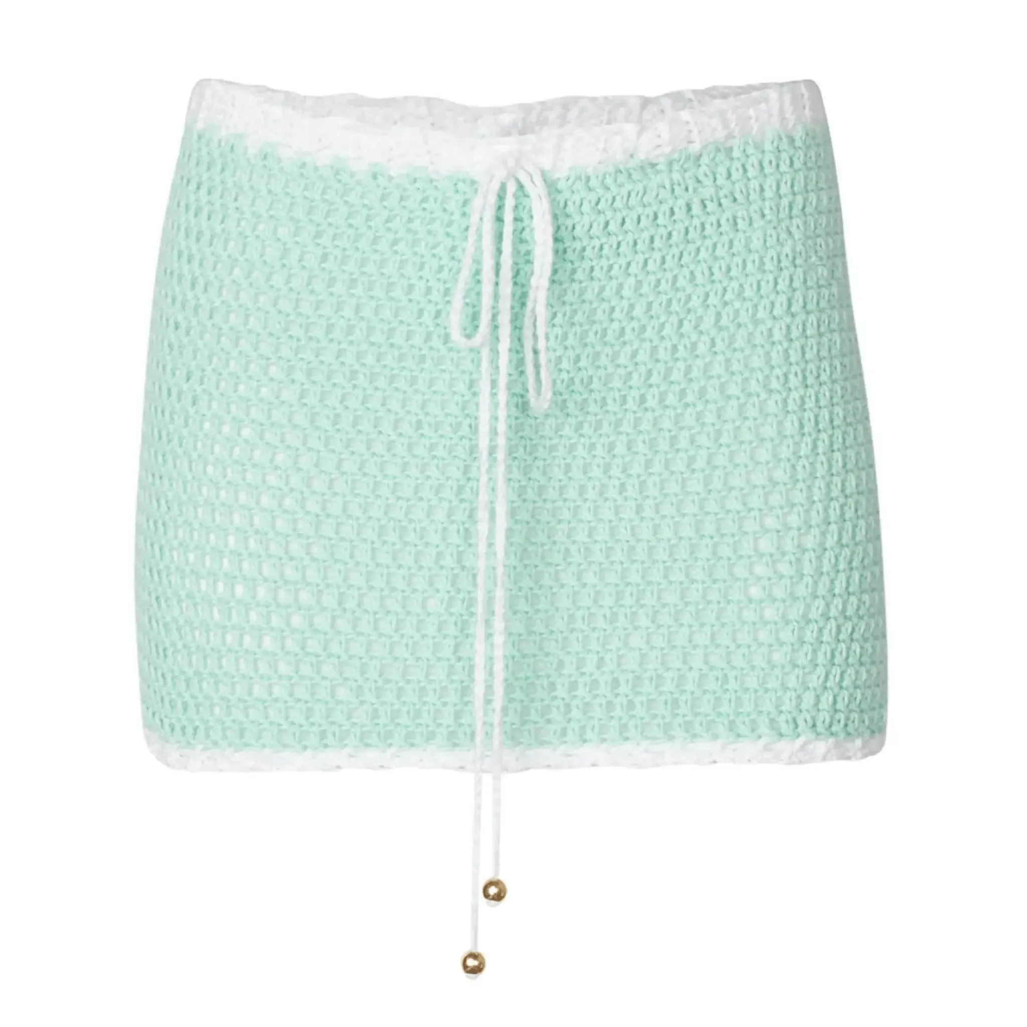 Kaia Pastel Green Crochet Mini Skirt