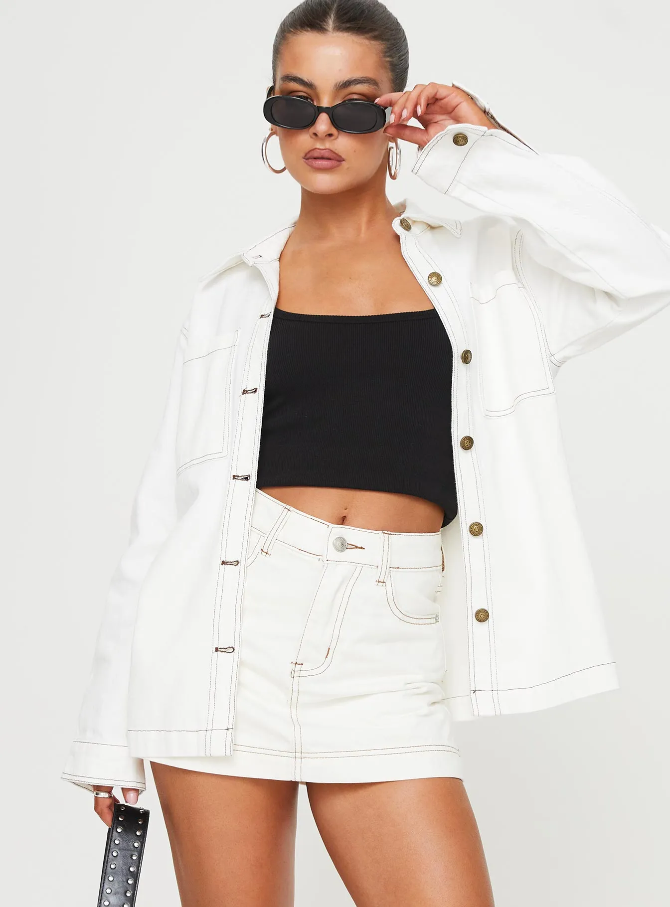 Katlynne Denim Mini Skort White