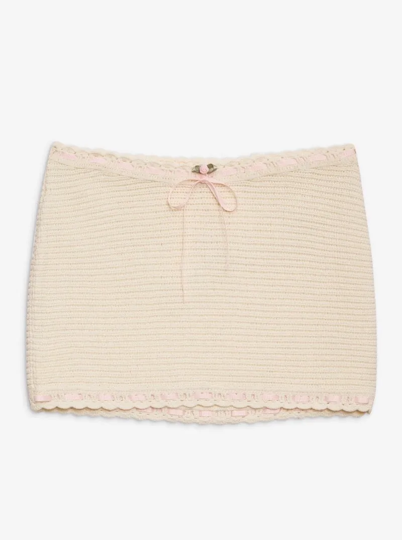 Kelsey Crochet Mini Skirt in Cream