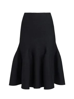 KNITTED MIDI SKIRT WITH SCULPTURED GODETTS