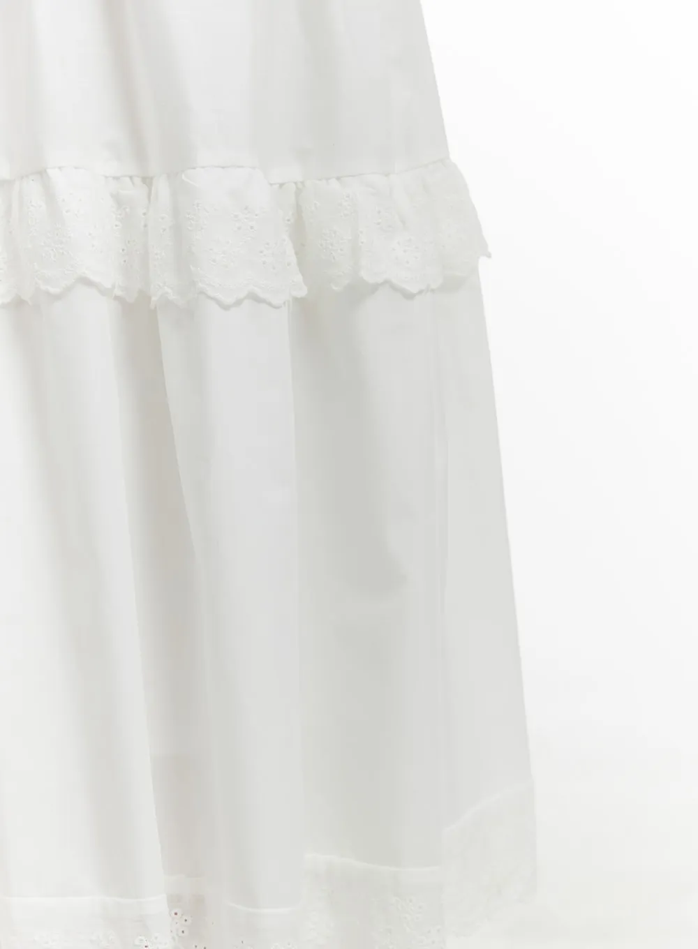 Lace Mid Rise Tiered Maxi Skirt OM429