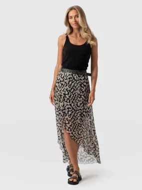 Lexi High Low Skirt - Black Confetti Petal