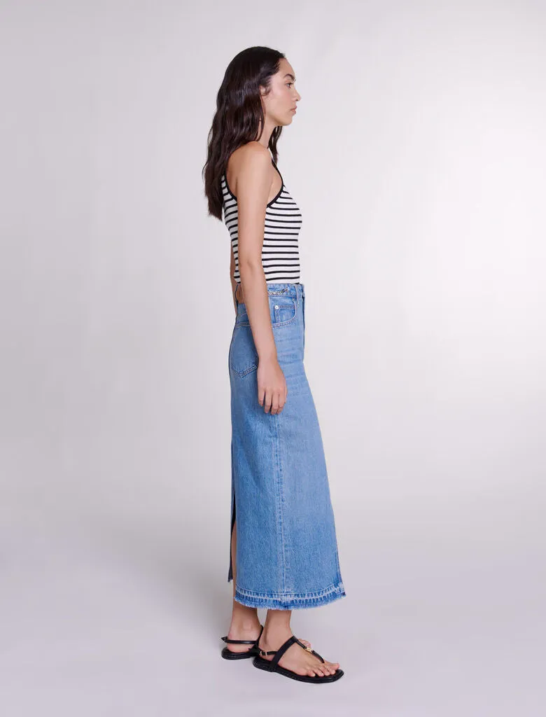 Long denim skirt