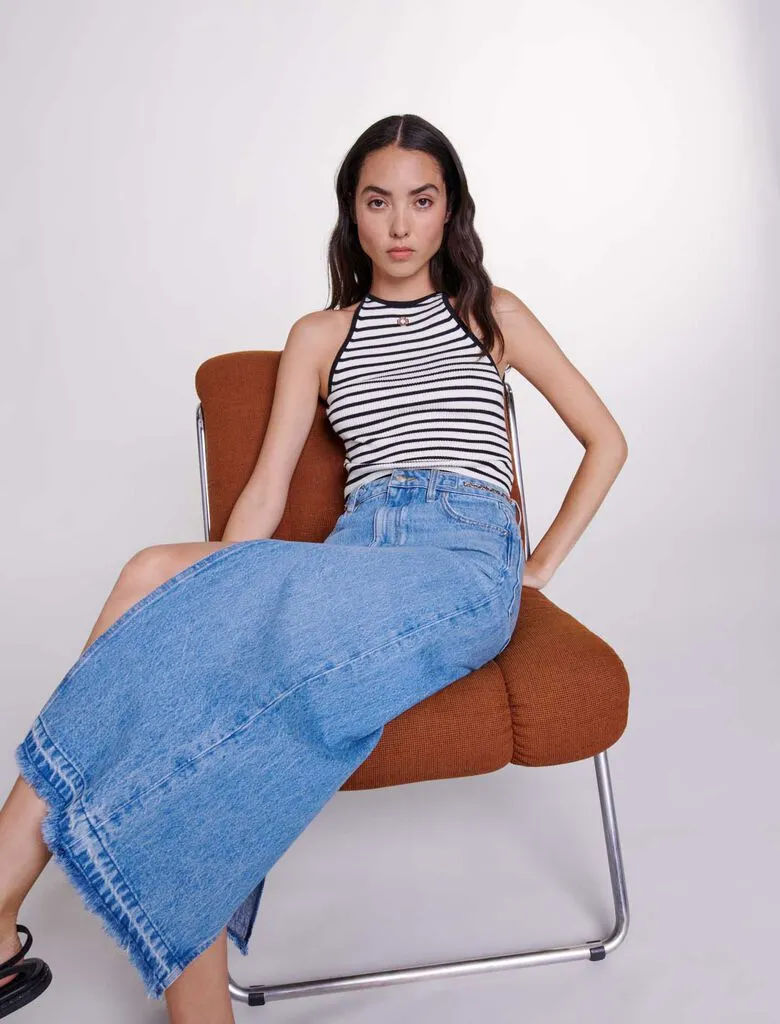 Long denim skirt