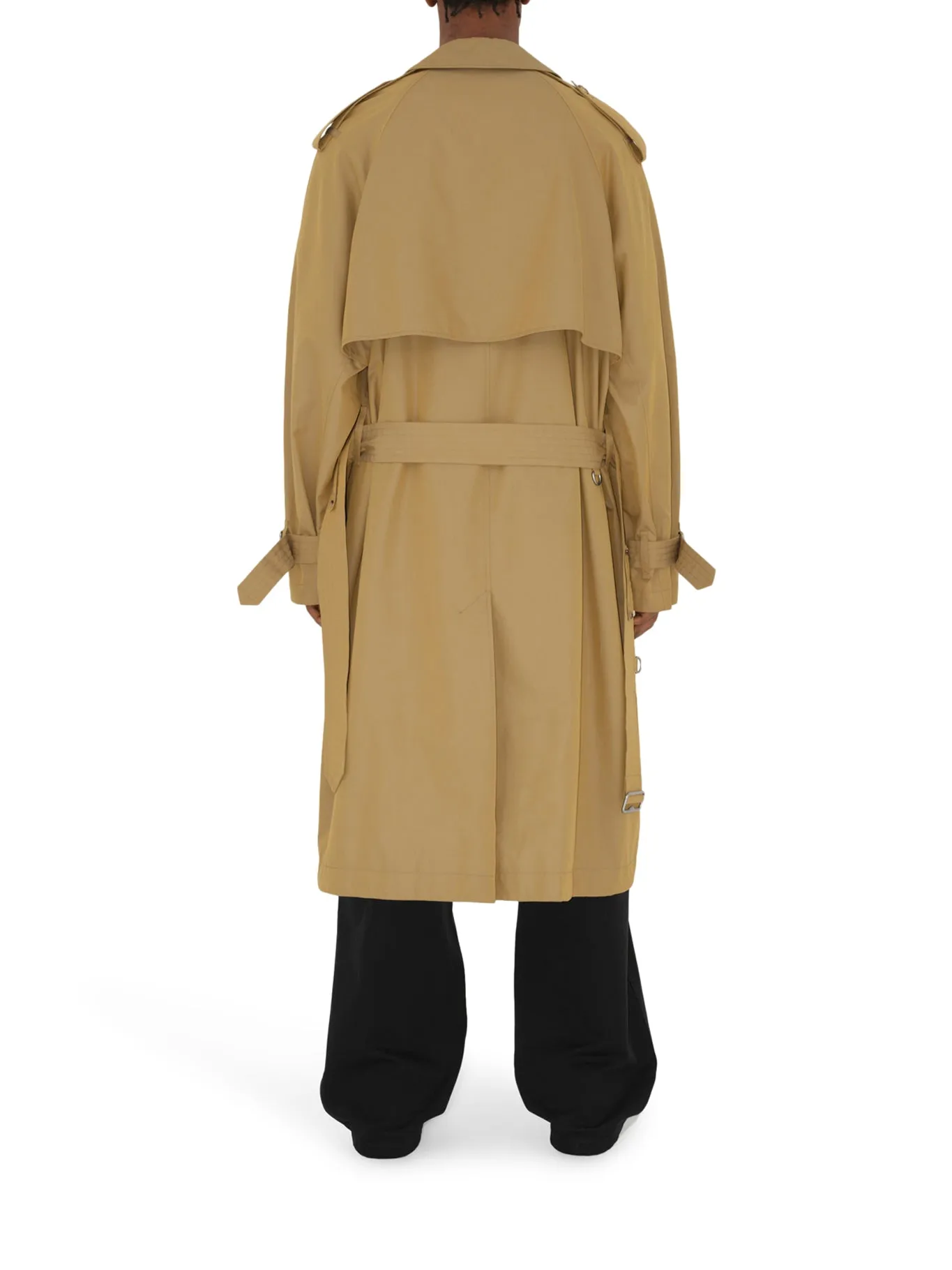 Long gabardine trench coat