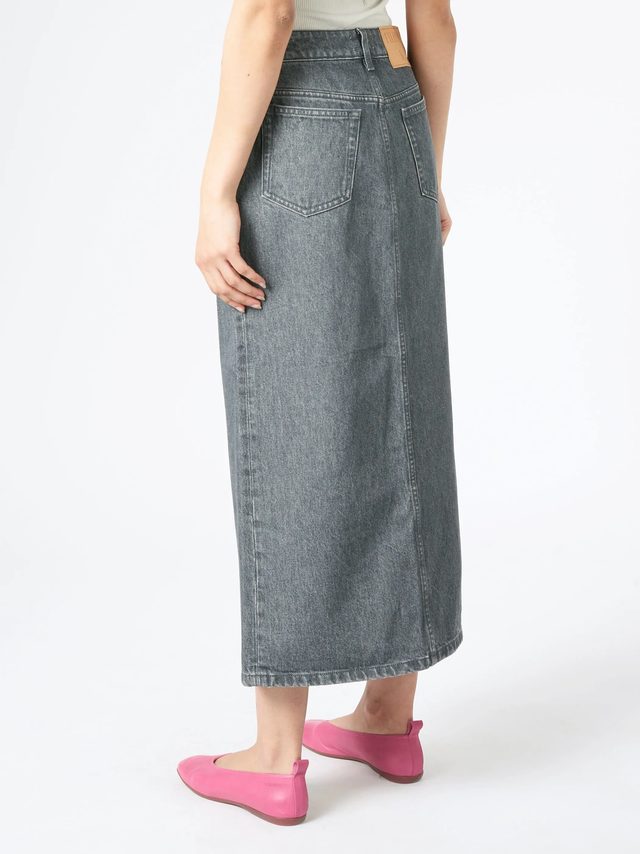 Long Slit Denim Skirt