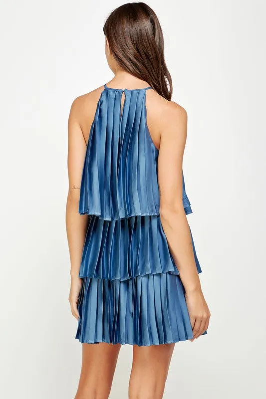 LOVE IN A MIST PLEATED MINI DRESS