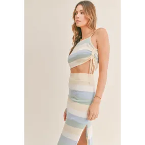 MABLE Striped Knit Cami and Midi Skirt Set