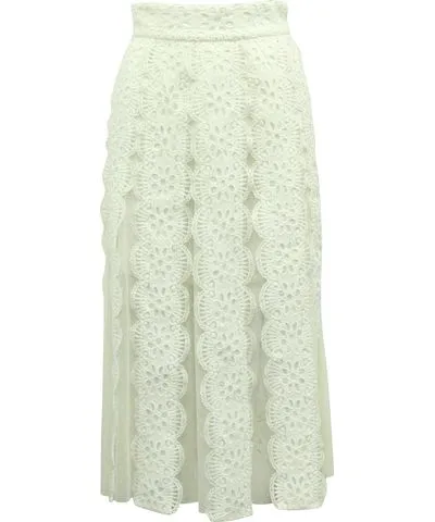 Maje Lace Maxi Skirt in Cream Polyester