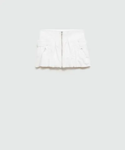 MANGO Women's Zipper Detail Balloon Mini-Skirt