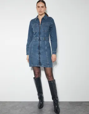 Margo Long Sleeve Denim Mini Dress Blue