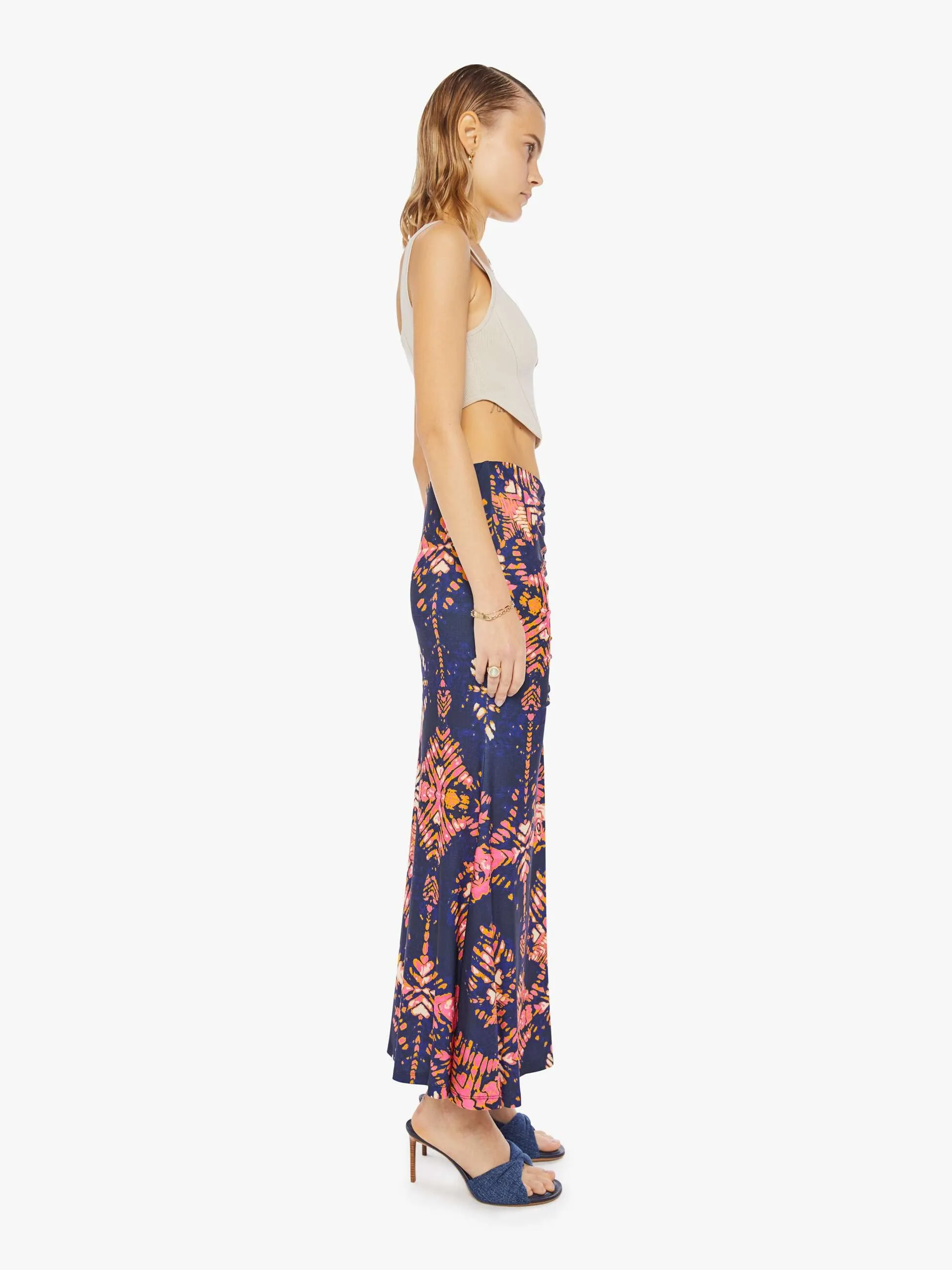 Maria Cher Liv Midi Skirt - Navy Shibori