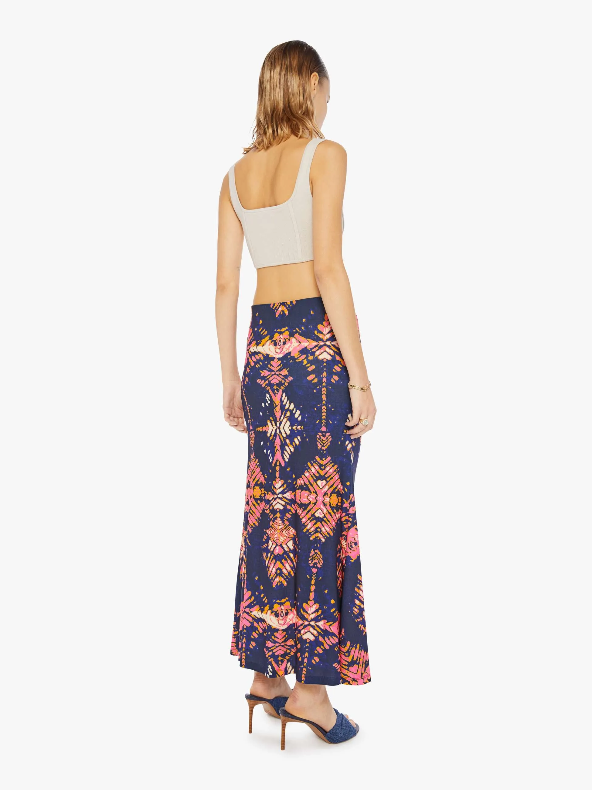 Maria Cher Liv Midi Skirt - Navy Shibori