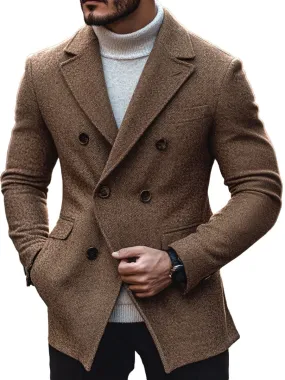 Men's Lapel Multi-Pocket Double-Breasted Casual Coat