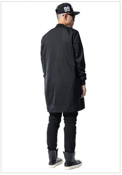 Men's Long Jacket Overcoat with Zip Sleeves