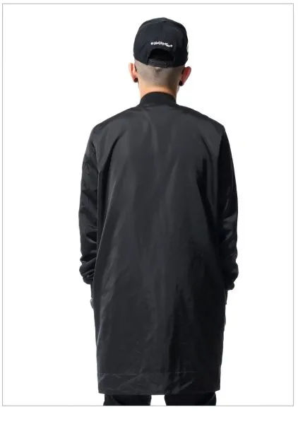 Men's Long Jacket Overcoat with Zip Sleeves