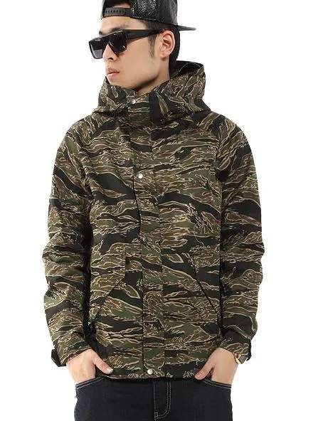 Military Camo Windbreaker Jacket for Men with Army Green Print