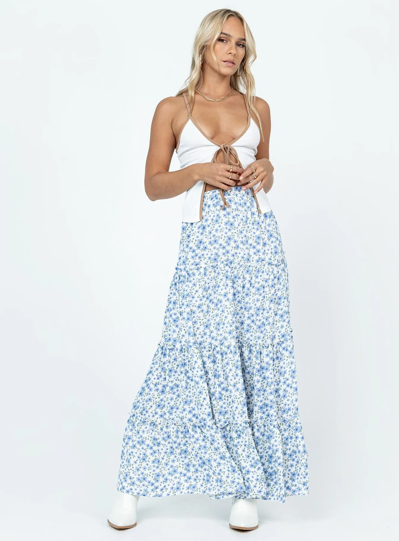 Miriah Maxi Skirt Blue Floral