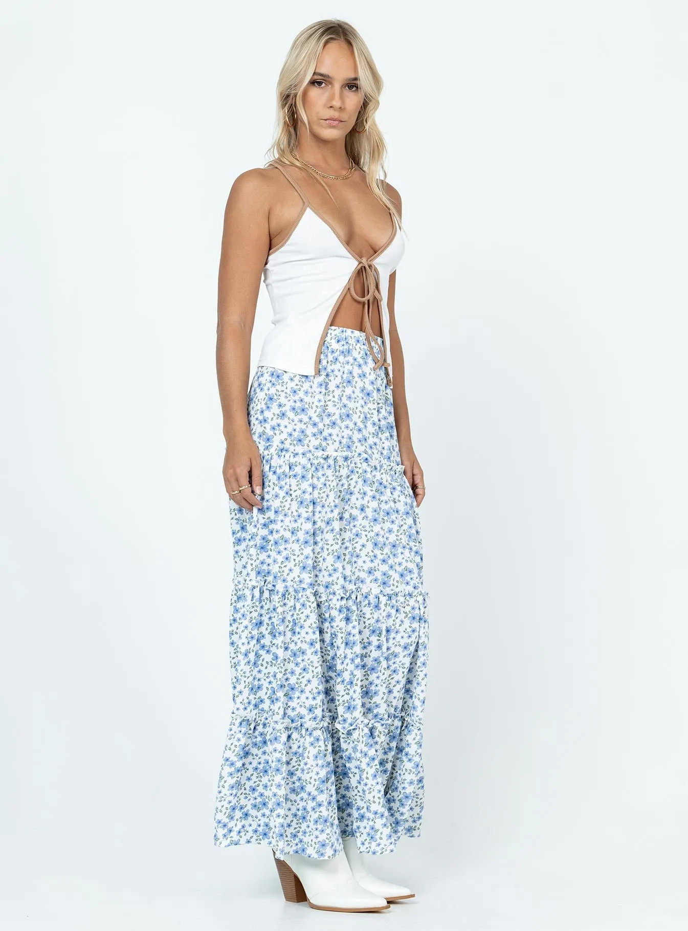 Miriah Maxi Skirt Blue Floral