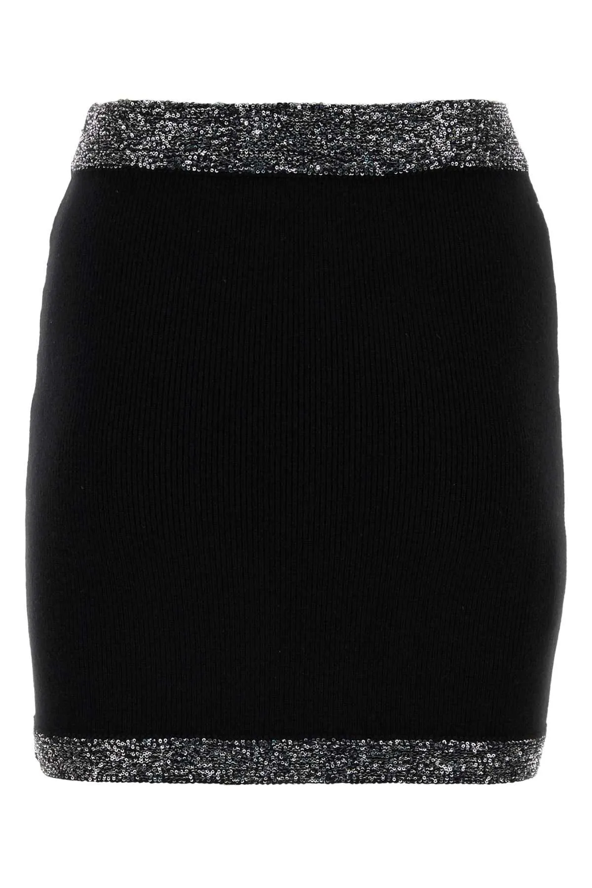 Miu Miu Black Stretch Cashmere Blend Mini Skirt