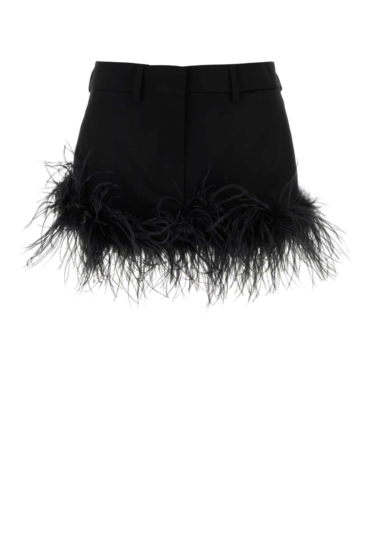 Miu Miu Black Stretch Wool Mini Skirt